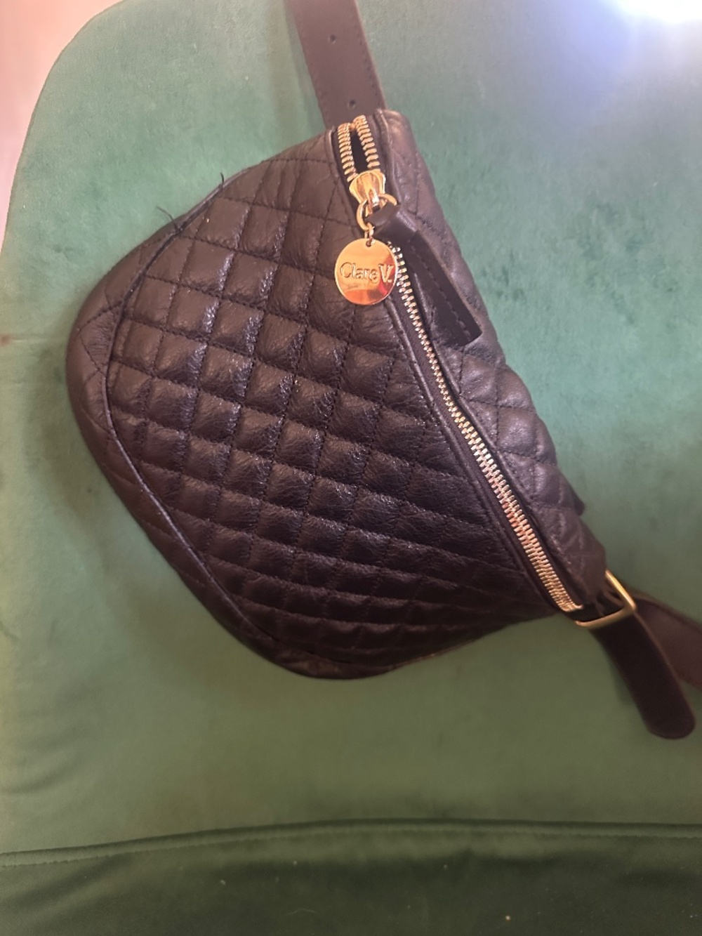 Clare V. Black Quilted Leather Fanny Pack Crossbody Belt Bag